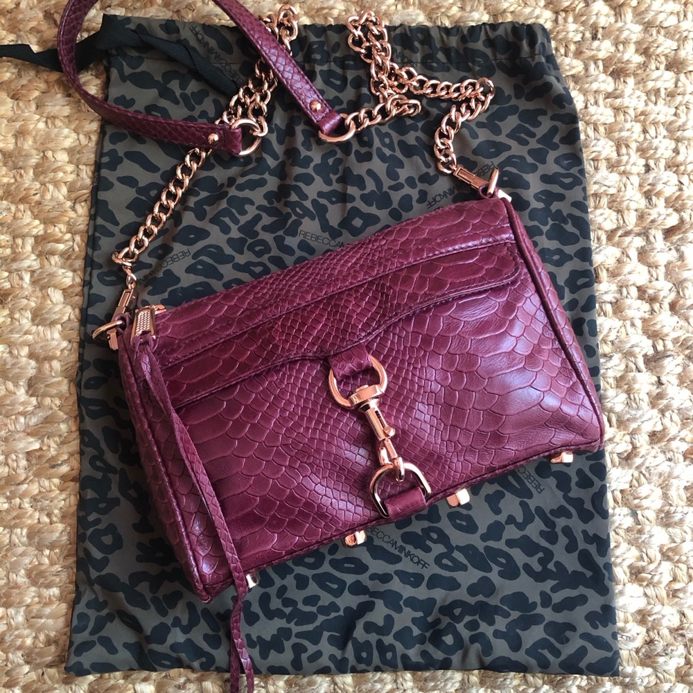 New w Dust Bag: Rebecca Minkoff Mini MAC. Croc Embossed Leather.
